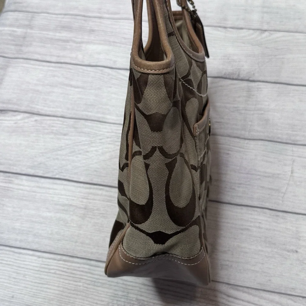 Coach Ergo Signature Tote Hobo Bag 10766 Brown Tan Canvas Signature Brass Y2K